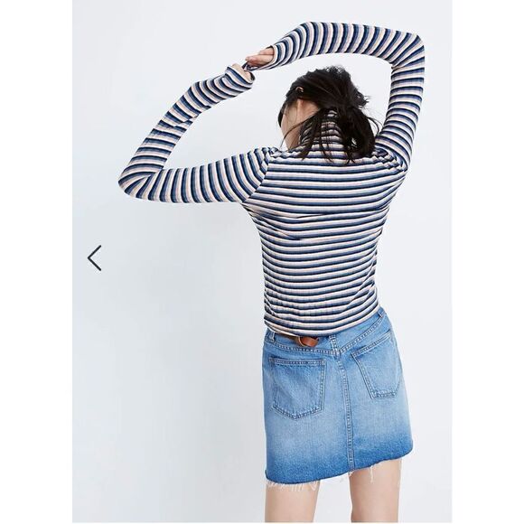 ‎Madewell Ribbed Turtleneck Top Stripe - Picture 2 of 7